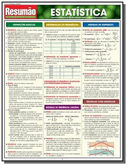 Imagem de Resumão Estatística, Parâmetros, Variáveis, Intervalos, Proporções - Exatas 13 - Bf&a