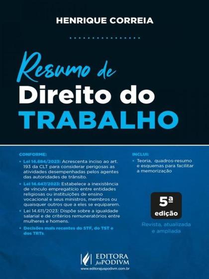 Resumo de direito do trabalho - 2024 - JUSPODIVM ** - Livros de Direito ...