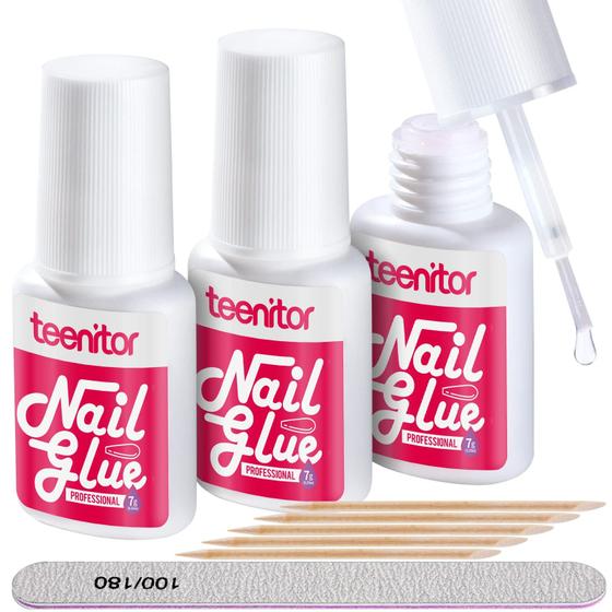 Imagem de Retentor de Cola para Unhas com Lixas - Pacote com 3 (7ml)