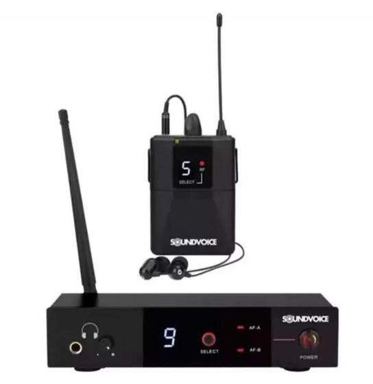 Imagem de Retorno e Fone sem Fio In-Ear Soundvoice SV01 com receptor e fone extra bass incluso até 50m de distância