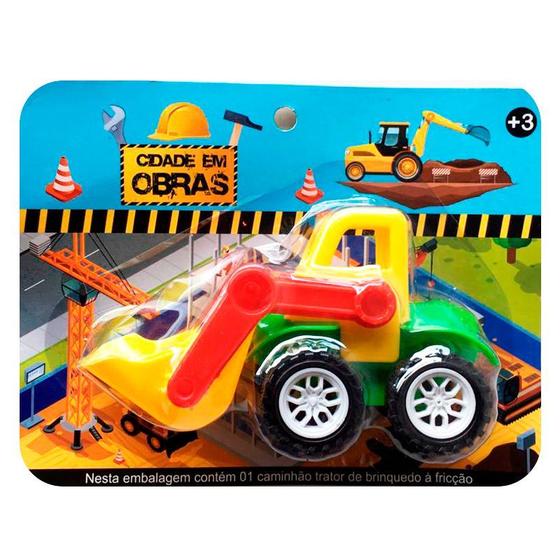 Imagem de Retroescavadeira Trator Brinquedo Plástico Com Fricção