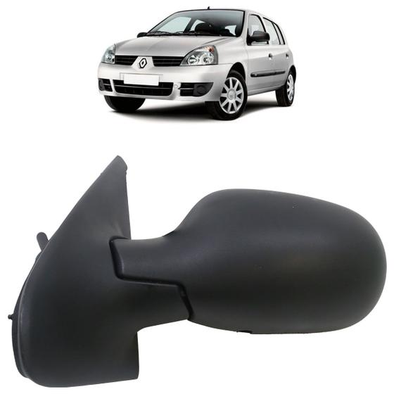 Imagem de Retrovisor Clio 2000 2001 2002 2003 2004 2005 2006 2007 2008 2009 2010 2011 2012 Preto Acabamento Texturizado Com Controle