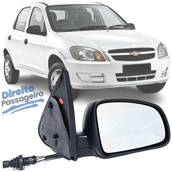 Imagem de Retrovisor Direito Carona Chevrolet Celta Prisma 2007 2008 2009 2010 2011 2012 2013 2014 com Controle Interno Manual