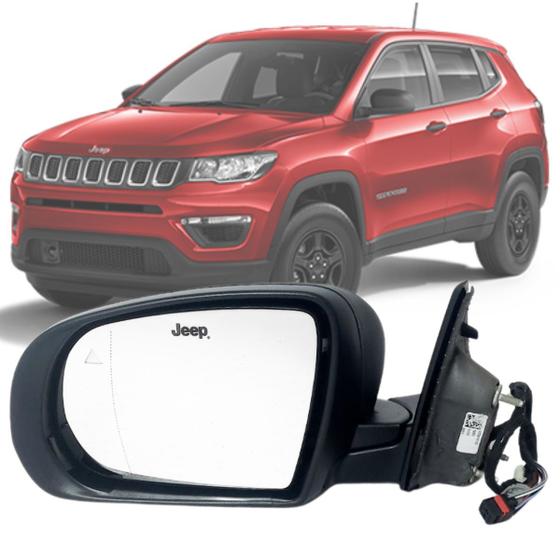 Imagem de Retrovisor Esquerdo Lado Motorista Jeep Compass Limited Longitude Sport 2018 2019 2020 2021 2022 2023 Sensor Ponto Cego Pisca Capa