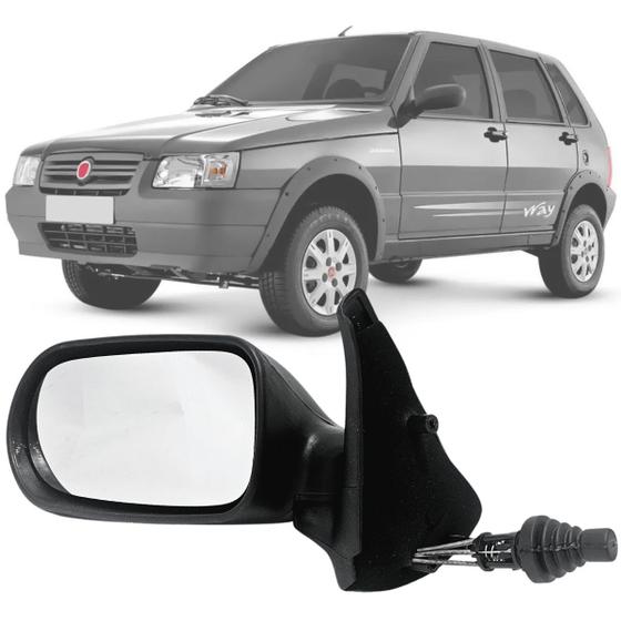 Imagem de Retrovisor Esquerdo Uno Fire 4 Portas 2006 2007 2008 2009 2010 Controle Manual