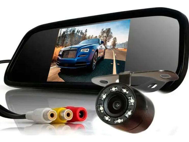 Imagem de Retrovisor monitor veicular LCD retrátil para veículo tela 4.3+Canaã câmera de ré com infravermelho
