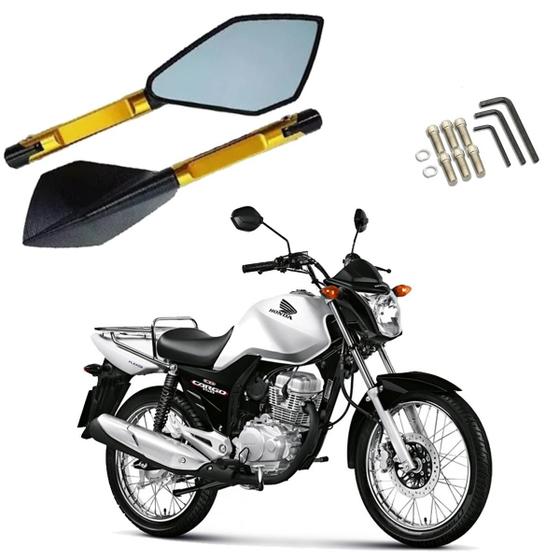 Imagem de Retrovisor Pentagonal Esportivo Stallion R09 Dourado para Moto Honda CG 150 Cargo 2014 2015