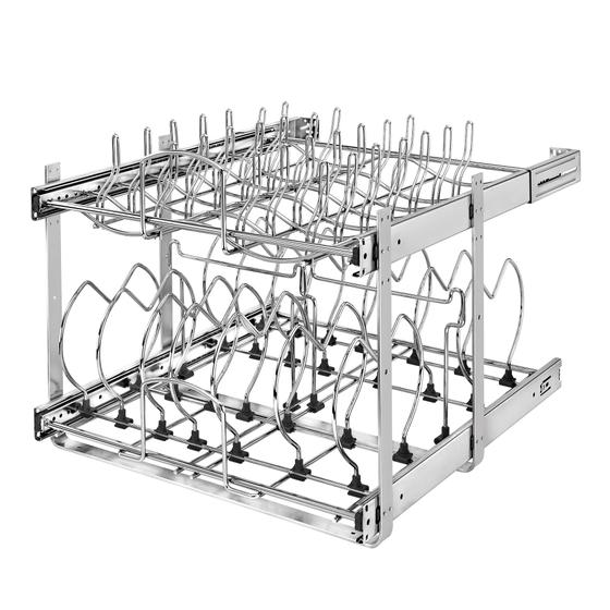 Imagem de Rev-A-Shelf 5CW2-2122-CR 21-Inch 2-Tier Wire Pull Out Kitchen Cabinet Organizer para panelas, frigideiras e panelas de tampa, cromo