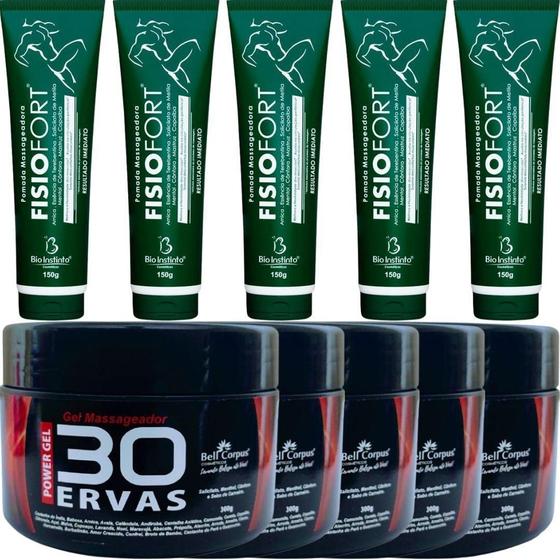 Imagem de Revenda 5 Gel 30 Ervas Power 300G + 5 Pomada Fisiofort 150G