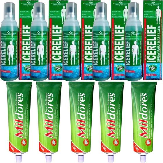 Imagem de Revenda 5 Spray Para Massagem Icerelief + 5 Pomada Mil Dores