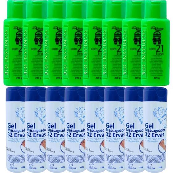 Imagem de Revenda Atacado 8 Gel Detonador com 21 Ervas + 8 Gel 32 Ervas Pernas Pés Costas e Articulações