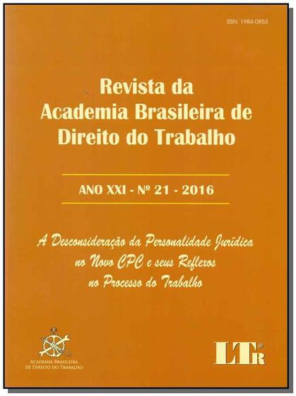 Imagem de Revista Academia Brasileira De Direito Trabalho - Ano Xxi - N.21-16
