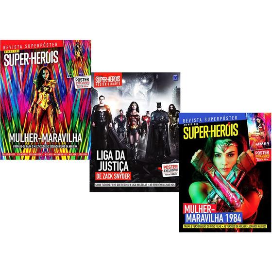 Imagem de Revista Super Pôster Mulher-Maravilha 194 Liga Justiça Kit 3