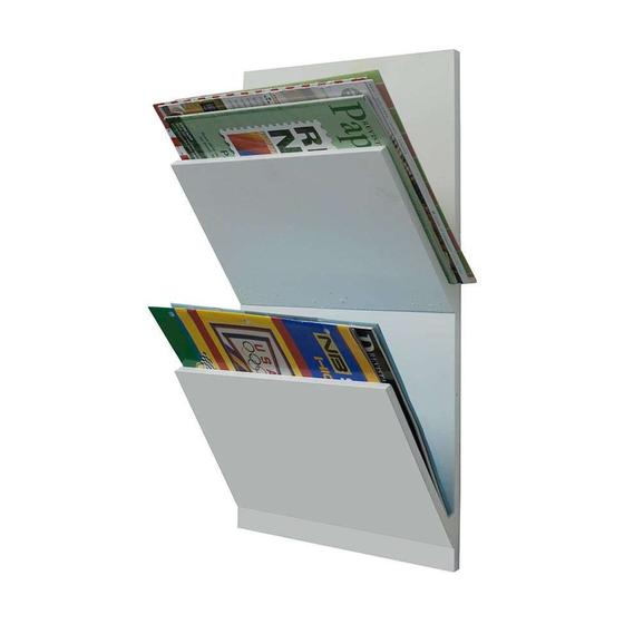 Revisteiro de Parede Duplo Branco 50X30X11cm Menor preço em Revisteiro de Parede Duplo Branco 50X30X11cm