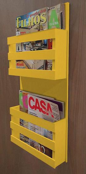 Imagem de Revisteiro de Parede Porta Revistas Livros - Amarelo Laca