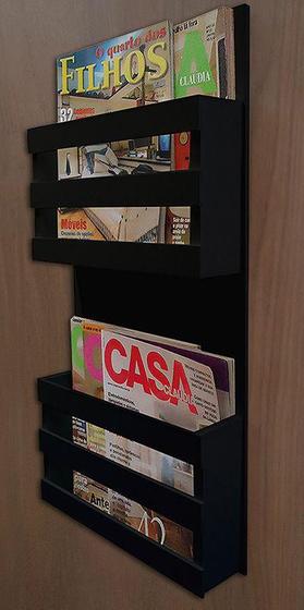Revisteiro de Parede Porta Revistas Livros - Preto Laca Menor preço em Revisteiro de Parede Porta Revistas Livros - Preto Laca