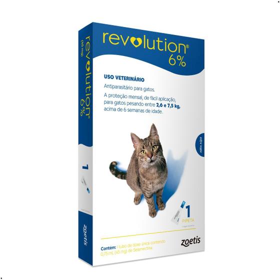 Imagem de Revolution Antipulgas Gatos 2,6 a 7,5Kg 6% 1 pip