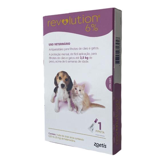 Imagem de Revolution Zoetis 6% 0.25ml para Filhotes de Cães e Gatos de até 2,5Kg Com 3 pipetas