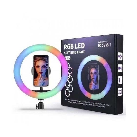 Imagem de Rgb Ring Light Iluminador 10 Pol Luz Led Profissional Usb Sem Tripé