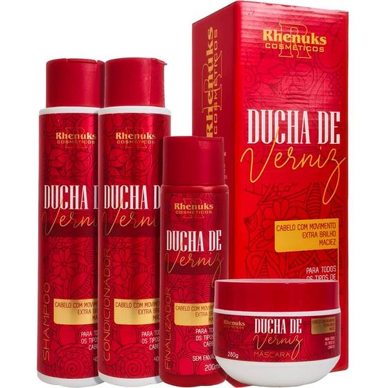 Imagem de Rhenuks Ducha de Verniz - Kit Brilho Intenso Movimento e Maciez (4 Produtos)