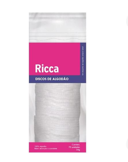 Imagem de Rica discos de algodão 100% algodão contém 70 unidades, 57mm