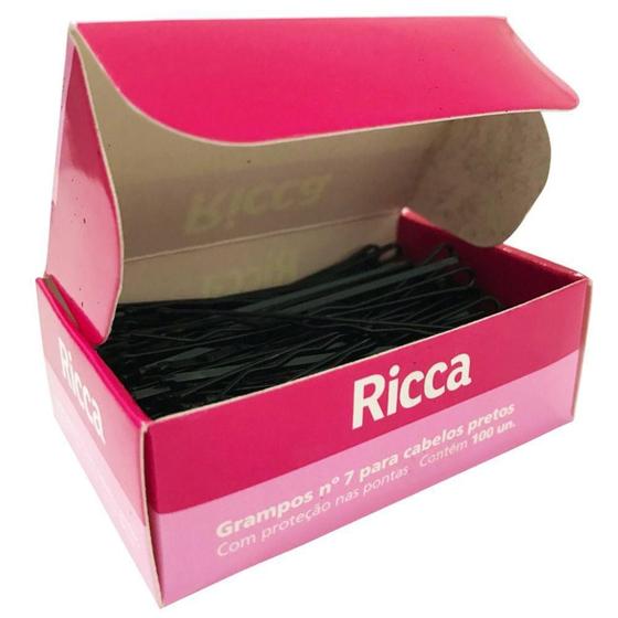 Imagem de Ricca Basic Grampos Nº7 Para Cabelos Pretos 100 Unidades