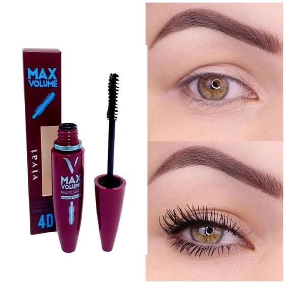 Imagem de Rimel Mascara Cilios Max Volume 4d Delineador Mega Curva Maquiagem Olhos Natural Preto