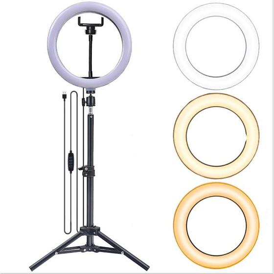 Imagem de Ring light 12 polegadas com tripé 2.1m suporte para celular ideal para fotografias