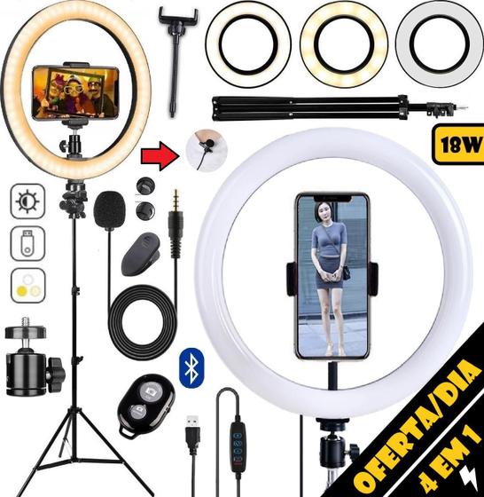 Imagem de Ring Light 26Cm Iluminador Anel Led Circular Completo Tripé