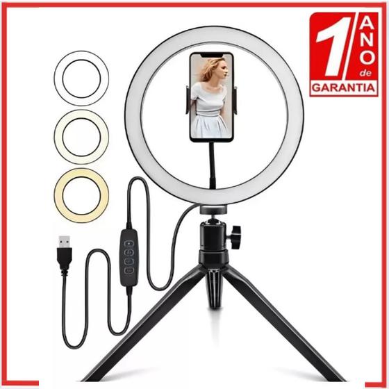 Imagem de Ring Light 8" 20cm Iluminação Profissional Led Selfie Tripé