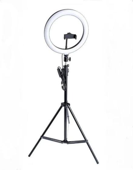 Imagem de Ring Light Completo Iluminador Portátil 26cm + Tripé 2m Top