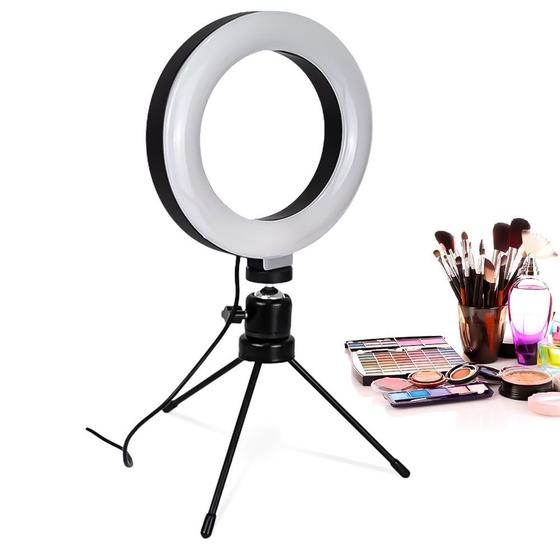 Imagem de Ring Light De Mesa Iluminador Tripé 6 Polegadas C/ Suporte