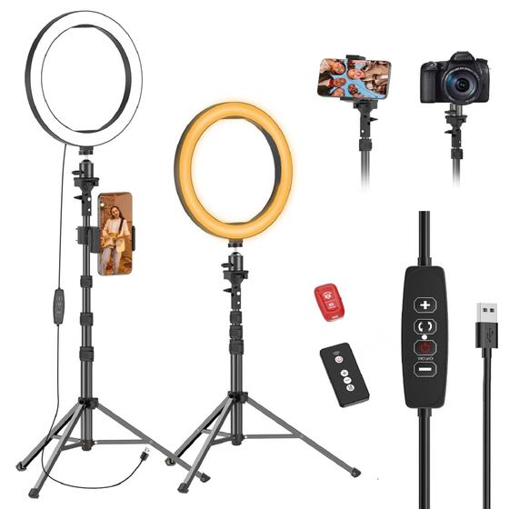 Imagem de Ring Light EMART 10 Polegadas com Suporte para Tripé e Celular