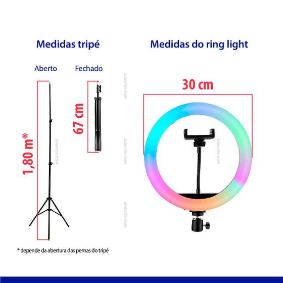 Imagem de Ring Light Grande Colorido 17 Modos De Cores Com Tripé Rgb33