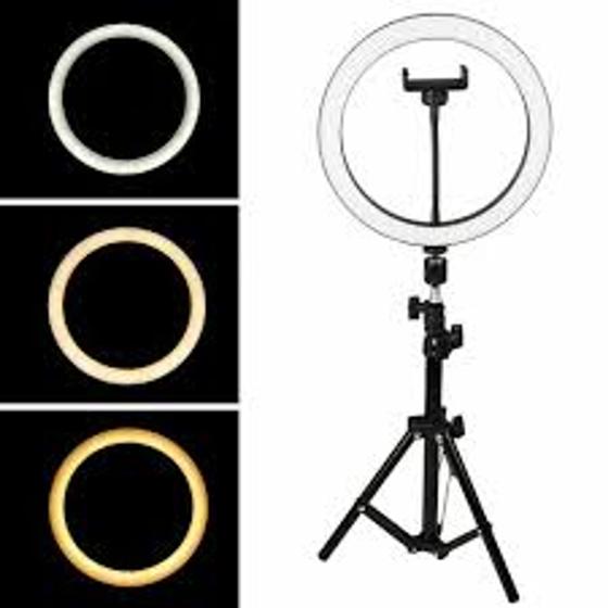 Imagem de  Ring Light Iluminador 10" 26Cm Selfie Makeup Blogueira Tripé DE 1.60 metros  Luz Led