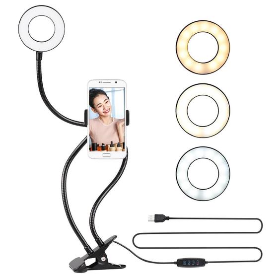 Imagem de Ring Light Iluminador Circulo Led De Mesa Com Clip On 360