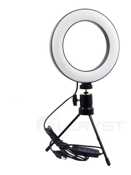 Imagem de Ring Light Iluminador De Led C/ Tripe Usb 16cm Videos E Foto 6 polegadas