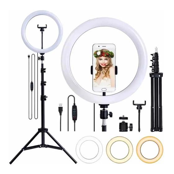 Ring Light Iluminador De Led + Tripé 2.1m 120 Leds 30w Bivolt Usb Menor preço em Ring Light Iluminador De Led + Tripé 2.1m 120 Leds 30w Bivolt Usb