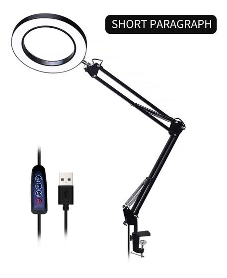 Imagem de Ring Light Iluminador + Lupa Anel 16cm Com Braço Articulado