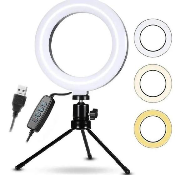 Imagem de Ring Light Iluminador Luz Led Selfie Tripé Mesa