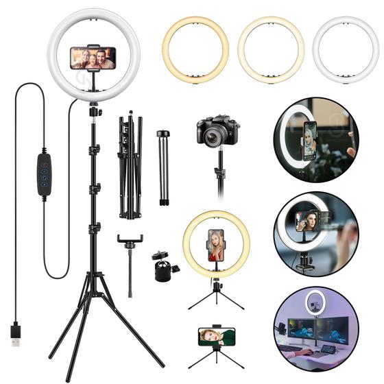 Ring Light Iluminador PRO 10 Polegadas Com Tripé De 2,15mt Menor preço em Ring Light Iluminador PRO 10 Polegadas Com Tripé De 2,15mt