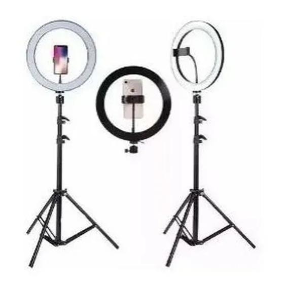 Imagem de Ring Light Led Iluminador 26cm Completo 2,1m Tripé 210cm