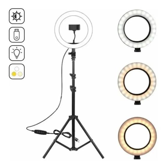 Imagem de Ring Light Led Iluminador 30cm Estúdio Maquiagem Tripé