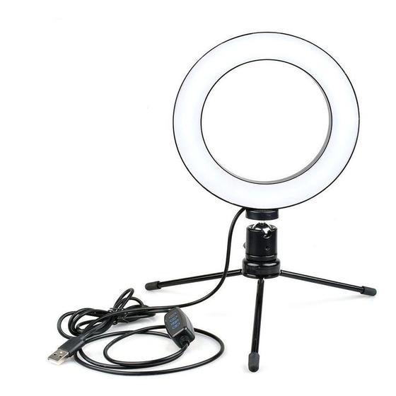 Ring Light Led Mesa Iluminador Pequena Tripé 6 Polegada 16cm - PONTO DO NERD Imagem de Ring Light Led Mesa Iluminador Pequena Tripé 6 Polegada 16cm