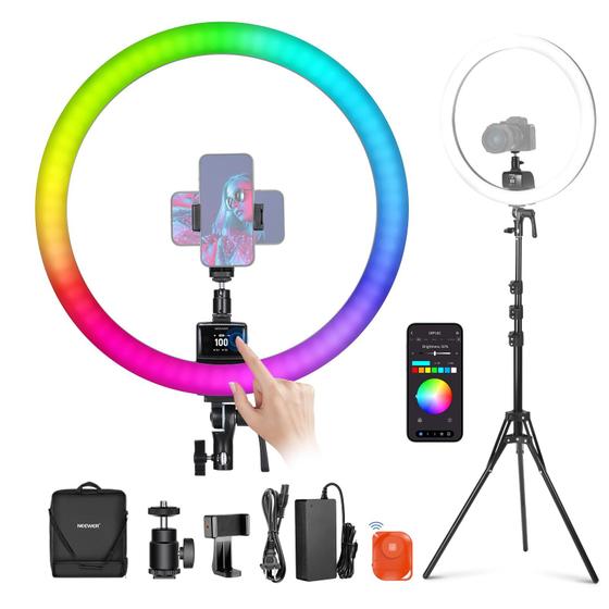 Imagem de Ring Light LED Neewer SRP18C RGB 55W 3700lux - com Suporte e Tripé
