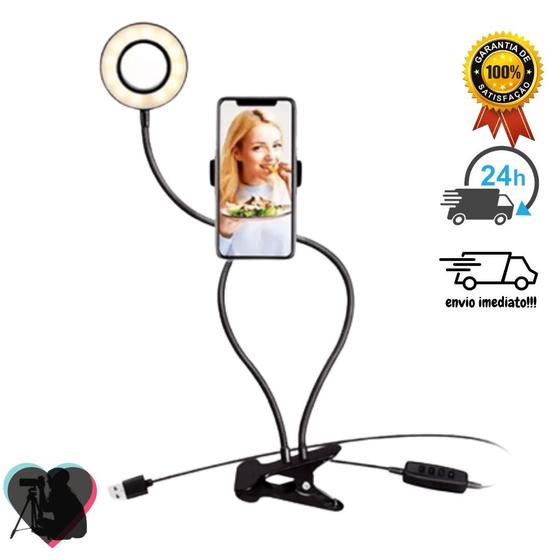 Imagem de Ring Light Led Selfie original multilaser c/ suporte para celular e mesa