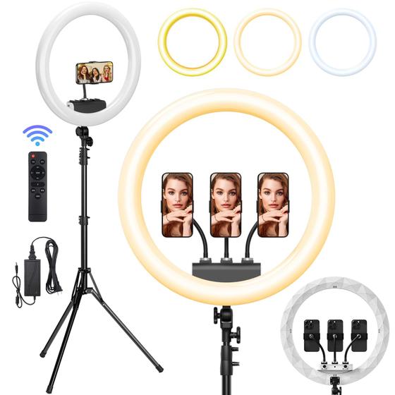 Imagem de Ring Light LED SH de 19 Polegadas com Tripé de 2,5m - Iluminação para Selfie