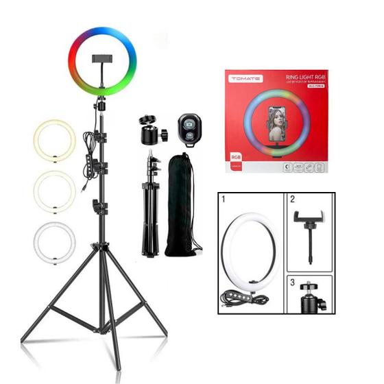 Imagem de Ring Light Luz Rgb Colorida 26Cm 10 Polegadas + Tripé 2.10M