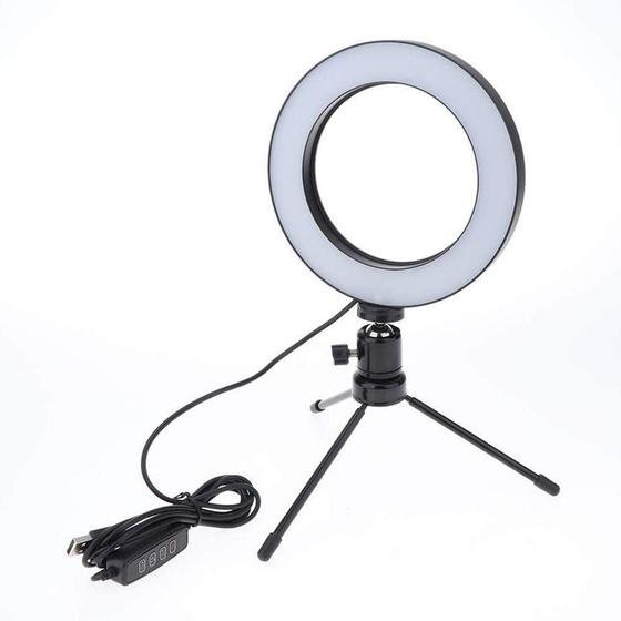 Imagem de Ring Light Mesa Iluminador 6 Tripé 16Cm Suporte Celular