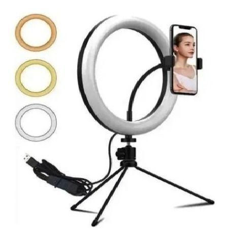 Imagem de Ring Light Mesa Suporte Led 20cm Tripe Usb Ate 6000k 8p